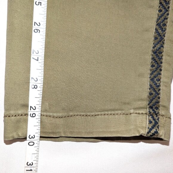 Anthropologie | Olive Green Relaxed Chino Navy Geo Tuxedo Stripe Pants | 26 - Picture 16 of 16